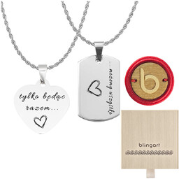 Zawieszki dla par nieśmiertelnik i serce + cord