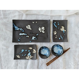 Pakamera Błękitny ceramiczny zestaw do sushi dla 2