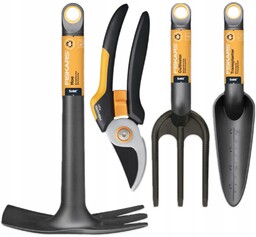 Fiskars Narzędzia Ogrodnicze Zestaw Łopatka Widełki Motyczka Sekator
