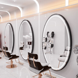 Konsola konsoleta fryzjerska barberska kosmetyczna lustro LED rama