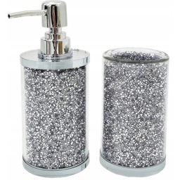 Zestaw Łazienkowy Dozownik Na Mydło Kubek Silver BJ2