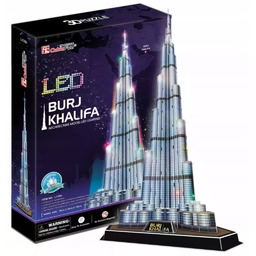Puzzle 3D 136 elementów. Burj Khalifa Led Cubicfun
