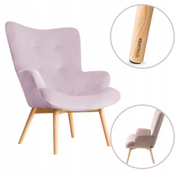 Fotel do salonu uszak Moss welurowy różowy -wypoczynkowy