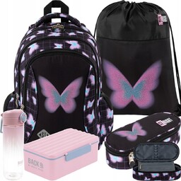 Motyl Plecak St.right Szkolny Zestaw 5w1 Pastel Butterfly