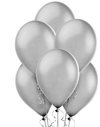 Balony lateksowe metaliczne duże - srebrne - 100
