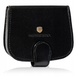 Mała portmonetka skórzana Peterson czarna PTN 614-BLACK