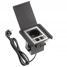 Przedłużacz z przesłoną Flip, gniazdo schuko, Usb, RJ45