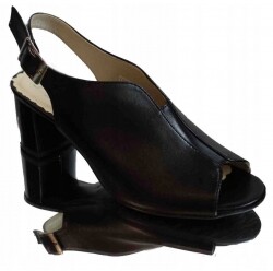 Skórzane sandałki FASHION obcas tęg.G H czarny 37