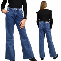 SPODNIE Dzwony JEANSY Szerokie Nogawki BOOTCUT 134