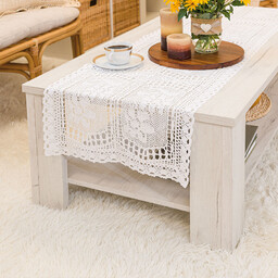 Markizeta Obrus bieżnik ażurowy 50x100 001 biały Iness