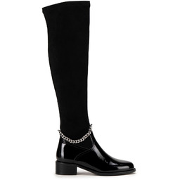 Damskie oficerki skórzane z łańcuszkiem czarne