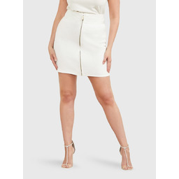GUESS BIAŁA PROSTA SPÓDNICA DAMSKA MINI Z ZAMKIEM