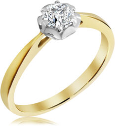 Pierścionek zaręczynowy dwukolorowy z brylantem 0.48 ct -