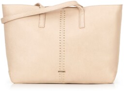 Damska shopperka z imitacji skóry w nity beżowa