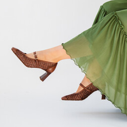 Plecione czółenka na obcasie - HISPANITAS RHV264609 BRĄZOWE