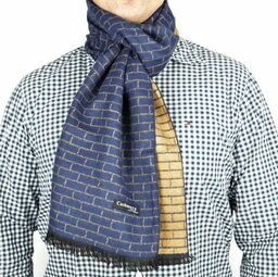 Stylion Ciepły szalik męski Cashmere geometryczny SZA-36 granat-jasny