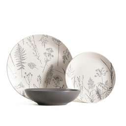 Zastawa stołowa serwis obiadowy szary Bari 18 Sztuk