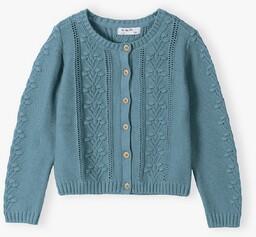 Sweter dziewczęcy - niebieski zapinany na guziki