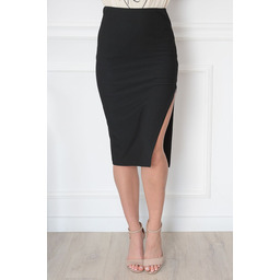 Spódnica dzianinowa prążek z rozcięciem czarna Amini