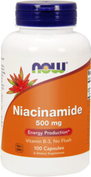 Now Foods Niacinamide- Niacyna 500mg- 100 Kapsułek