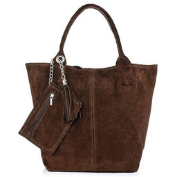 Shopperka ciemnobrązowa skórzana T49