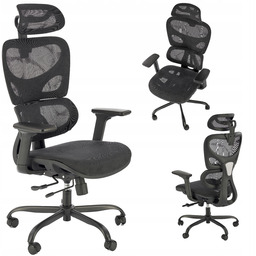 Fotel gamingowy Ergonomiczny Gotard czarny siatkowy multiblock Halmar