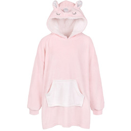 Jasnoróżowa bluza oversize z kapturem Jednorożec S-M