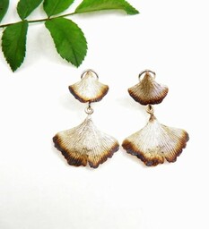 Klipsy srebrne z Miłorzębami podwójne