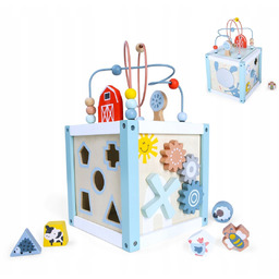 Drewniana kostka edukacyjna sorter +klocki Ecotoys