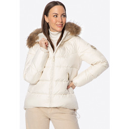 Damska kurtka puchowa ze ściągaczami kremowa