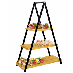 Patera Bambusowa 3-piętrowa poziomowa na ciasto ciastka owoce