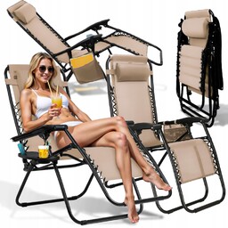 2x Leżak fotel ogrodowy plażowy rozkładany regulowany zero