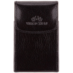 Etui na wizytówki skórzane metalowe czarne