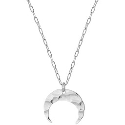 Naszyjnik z zawieszką lunula, półksiężycem srebrnym ze stali