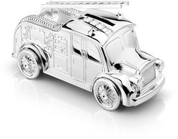 Skarbonka auto strażackie 7x15 cm posrebrzana ochrona przed