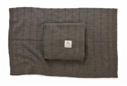 Poofi Kocyk merino Malmo czekoladowy