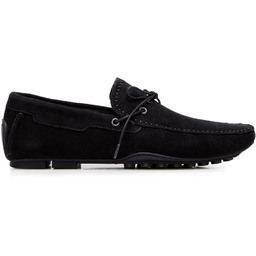Męskie mokasyny samochodowe ze skóry zamszowej czarne