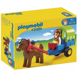 Playmobil 1.2.3, klocki Kolorowy zaprzęg koni, 6779