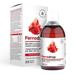 Ferradrop, Żelazo, Kwas Foliowy, Aura Herbals, 500ml
