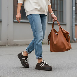 Armodo Czekoladowe Sneakersy Skórzane Buty Damskie