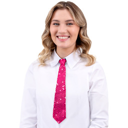 Cekinowy krawat - różowy - 36 cm -