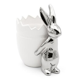 Eurofirany Figurka wielkanocna 154 21x13x16 Jajko zajączek biała