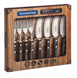 Tramontina 8el. Sztućce do Pizzy drewno brązowe