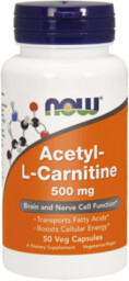 NOW Acetylo L-Karnityna 500 mg, 50 kaps.