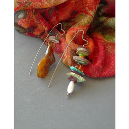 Pakamera Autorskie designerskie zakręcone niezwykłe kolczyki handmade bursztyn