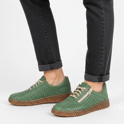 Wasak Półbuty damskie, niski fason sznurowanie boczny zamek