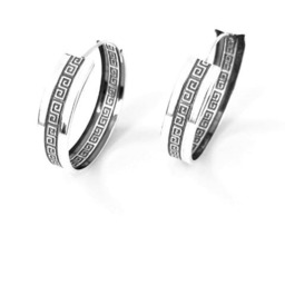 Srebrne kolczyki 925 koła duże z greckim wzorem