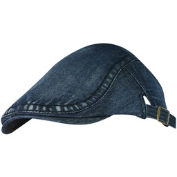 Kaszkiet Jeansowy, Ciemny, Bawełniany, Przewiewny, 100% Bawełna,