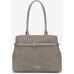 Damska shopperka z ozdobnym paskiem na froncie szara