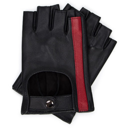 Damskie rękawiczki skórzane bez palców z ozdobnym paskiem